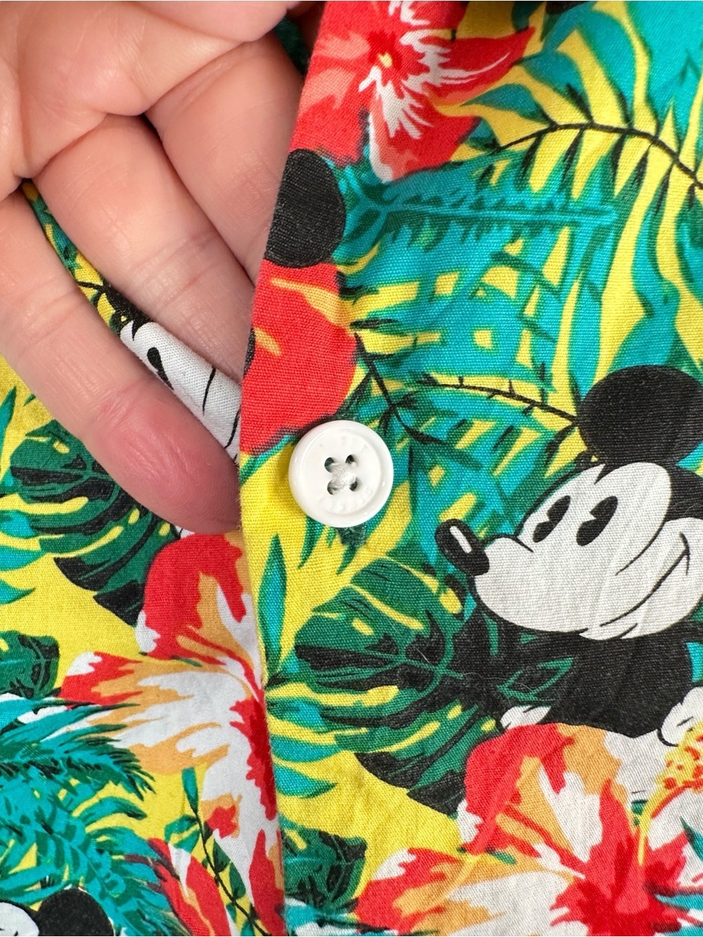 Disney Mickey Mouse Tropical Hawaiian Shirt XL Cotton Button Up Resort Vacation - Picture 11 of 16